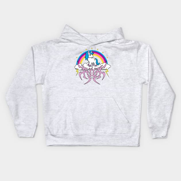 Ayla Death Metal Unicorn Kids Hoodie by UnluckyDevil